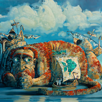 Malerei mit dem Titel "Потревоженная леген…" von Konstantin Kansky (Kanskyart), Original-Kunstwerk, Öl