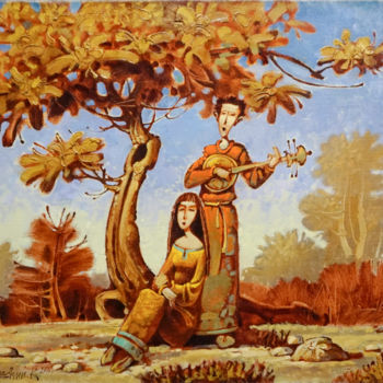 Painting titled "Серенада" by Konstantin Kansky (Kanskyart), Original Artwork, Oil Mounted on Wood Stretcher frame