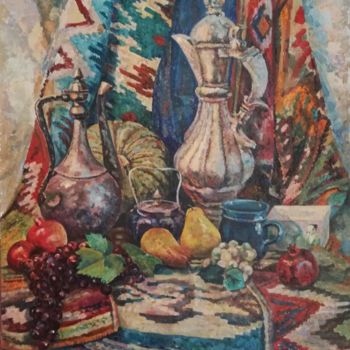 Картина под названием "Бухарский базар" - Мария Канторович, Подлинное произведение искусства, Масло