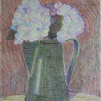 Pintura titulada "Flowers. Рydrangea" por Mariia Kantorovich, Obra de arte original, Pastel