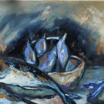 Painting titled "LES POISSONS" by Kao Bourillon, Original Artwork, Oil