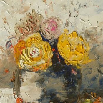 Peinture intitulée "Petit bouquet jaune" par Kao Bourillon, Œuvre d'art originale