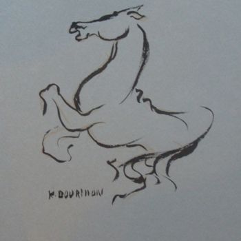 Drawing titled "Cheval cabrant" by Kao Bourillon, Original Artwork