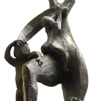 Sculpture titled "et-le-poisson-rouge" by Kaol, Original Artwork, Metals