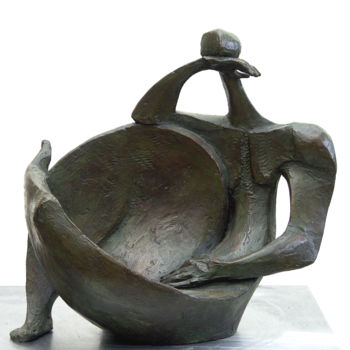 Sculpture titled "lointain-h-28-cm" by Kaol, Original Artwork, Metals