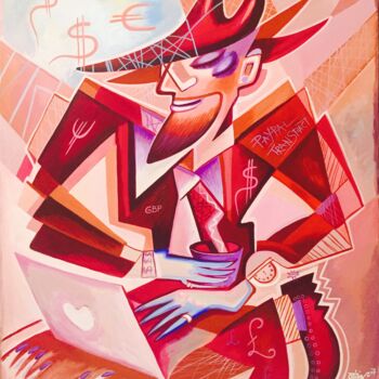 Pintura intitulada "The business MAN" por Kaola Oty, Obras de arte originais, Acrílico
