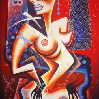 Peinture intitulée "Nude" par Kaola Oty, Œuvre d'art originale