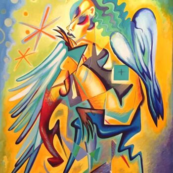 Painting titled "Angel with broken w…" by Kaola Oty, Original Artwork, Acrylic
