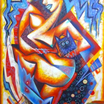 Painting titled "Blue hat" by Kaola Oty, Original Artwork, Acrylic