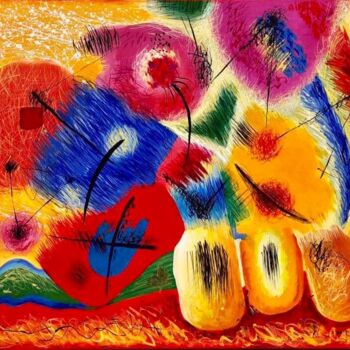 Pintura intitulada "Colours" por Kaola Oty, Obras de arte originais