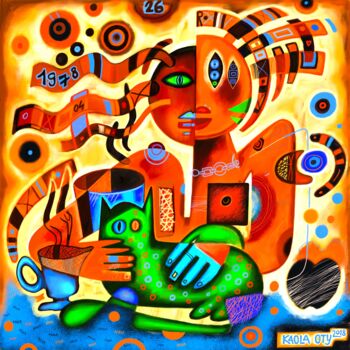 Painting titled "digital-1 Woman wit…" by Kaola Oty, Original Artwork