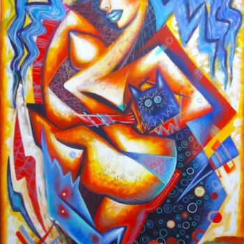 Peinture intitulée "Bluehairblueshoesla…" par Kaola Oty, Œuvre d'art originale, Acrylique