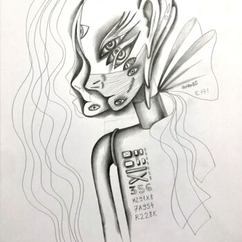 Desenho intitulada "INDIGO CHILD" por Kaola Oty, Obras de arte originais, Lápis