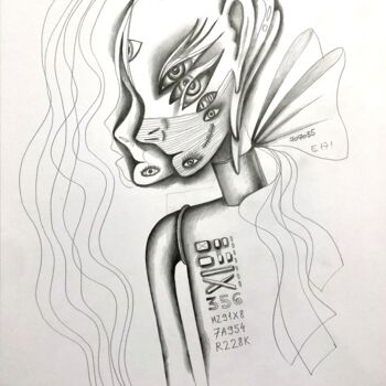 Dessin intitulée "INDIGO CHILD" par Kaola Oty, Œuvre d'art originale, Crayon