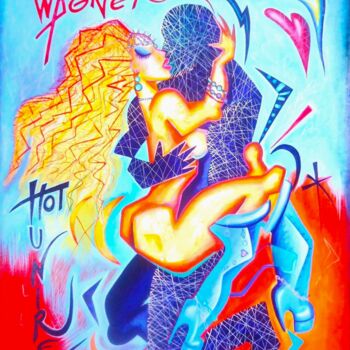 Malerei mit dem Titel "Horny couple" von Kaola Oty, Original-Kunstwerk, Acryl