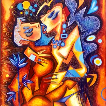 Pintura intitulada "Sweet kissing" por Kaola Oty, Obras de arte originais, Acrílico