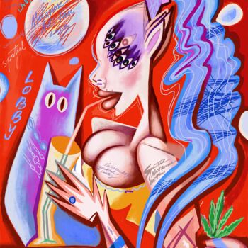 Arte digital titulada "Sexy Lady Lobby div…" por Kaola Oty, Obra de arte original, Acrílico