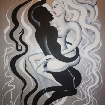 Painting titled "Silver Passion" by Kaola Oty, Original Artwork, Acrylic