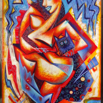Painting titled "Blue" by Kaola Oty, Original Artwork, Acrylic