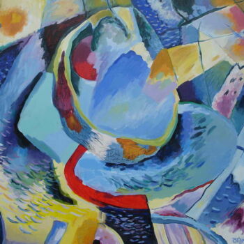 Pintura intitulada "Abstract in blue" por Kaola Oty, Obras de arte originais, Óleo