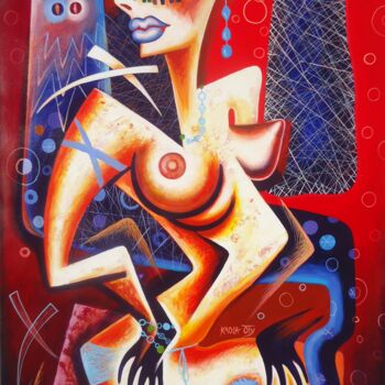 Painting titled "Cubist Nude" by Kaola Oty, Original Artwork, Acrylic