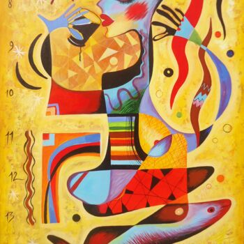 Peinture intitulée "The coffee" par Kaola Oty, Œuvre d'art originale, Acrylique