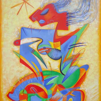Pintura intitulada "SKY CONNECTION" por Kaola Oty, Obras de arte originais, Acrílico