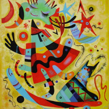 Pintura intitulada "Girl with skateboar…" por Kaola Oty, Obras de arte originais, Óleo