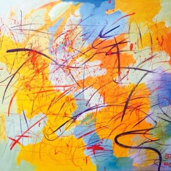 Pittura intitolato "Abstrakt" da Kaola Oty, Opera d'arte originale