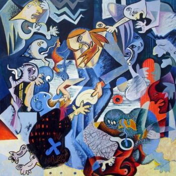 Peinture intitulée "The Last Supper" par Kaola Oty, Œuvre d'art originale, Huile