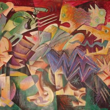Pittura intitolato "The fight" da Kaola Oty, Opera d'arte originale, Pastello