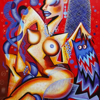 Painting titled "Cubist nude" by Kaola Oty, Original Artwork