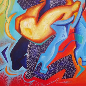 Painting titled "crop of HOT LOVERS" by Kaola Oty, Original Artwork