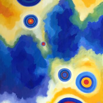 Peinture intitulée "Azure clouds" par Kaola Oty, Œuvre d'art originale, Acrylique