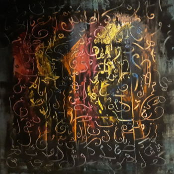 Painting titled "WORDS IN MY HEAD" by Nataliya Yvetot, Original Artwork, Acrylic