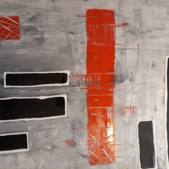 Painting titled "RED LINE" by Nataliya Yvetot, Original Artwork, Acrylic