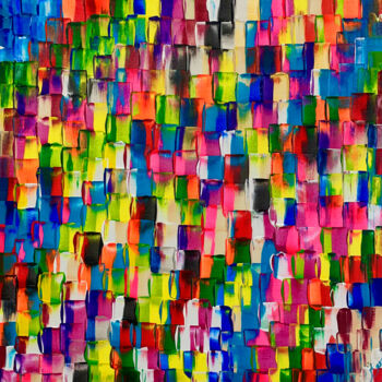 Pittura intitolato "Colorful Buildings/…" da Kaouteur Souibgui, Opera d'arte originale, Acrilico