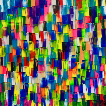 Painting titled "Colorful Buildings/…" by Kaouteur Souibgui, Original Artwork, Acrylic