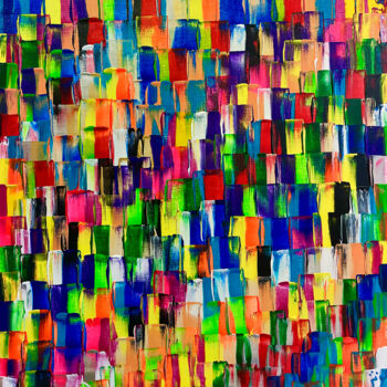 Pintura titulada "Colorful Buildings/…" por Kaouteur Souibgui, Obra de arte original, Acrílico