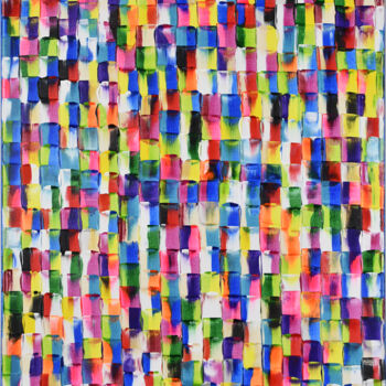 Painting titled "Colorful Buildings…" by Kaouteur Souibgui, Original Artwork, Acrylic