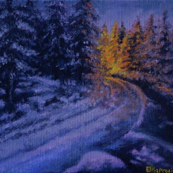 Картина под названием "Winter" - Kaprasis, Подлинное произведение искусства, Масло Установлен на Деревянная рама для носилок