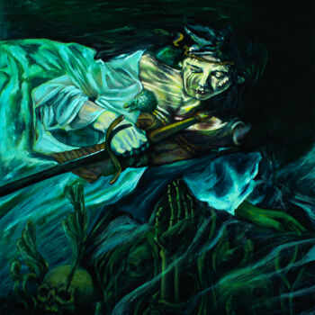 Картина под названием "Lord of the lake" - Kaprasis, Подлинное произведение искусства, Масло