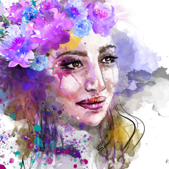 Digital Arts titled "Color blast" by Karin Aznavour, Original Artwork, Digital Painting