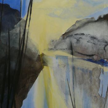 Peinture intitulée "Le Rhin - La Lorelei" par Eliane Karakaya, Œuvre d'art originale, Aquarelle Monté sur Carton