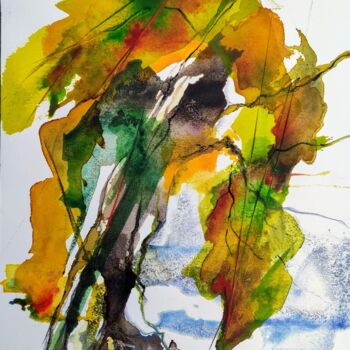 Peinture intitulée "Chêne rhénan" par Eliane Karakaya, Œuvre d'art originale, Aquarelle