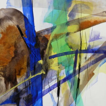Peinture intitulée "Forêt rhénane - Ryt…" par Eliane Karakaya, Œuvre d'art originale, Aquarelle