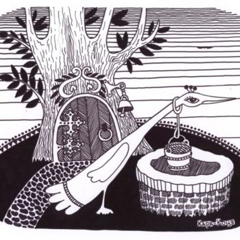 Dibujo titulada "Волшебный колодец" por Lesia Kara Kotsia, Obra de arte original