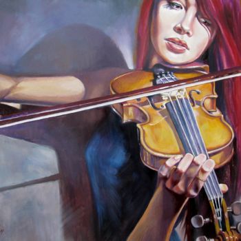 Painting titled "Violin" by Lena Suslova, Original Artwork, Oil