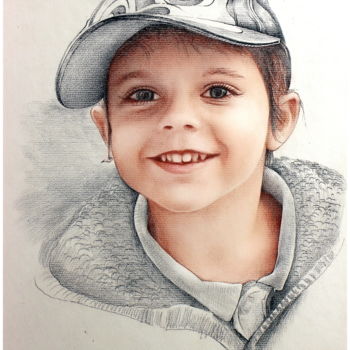 Drawing titled "Детская радость" by Alexey Karans, Original Artwork, Pencil