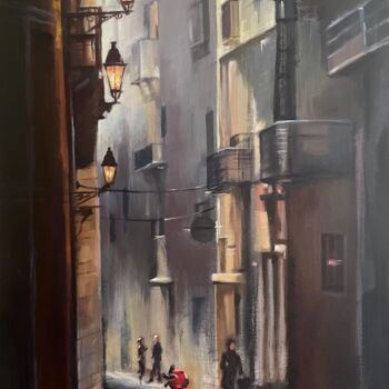 Картина под названием "Spanish street" - Karas Gleb, Подлинное произведение искусства, Масло